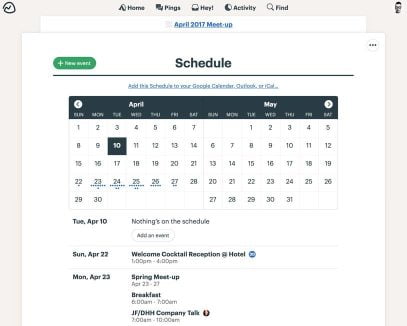 a schedule in Basecamp